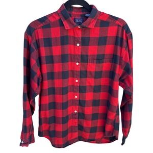 Allen Solly Mens Buffalo Plaid Flannel Button Down Shirt Red Black Cotton Size 6